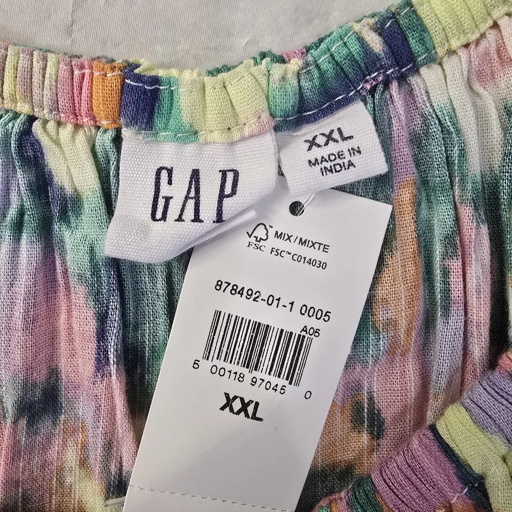 Gap Smocked Waist Dress Puff Sleeve Floral Multicolor Above Knee 2XL - Picture 2 of 10